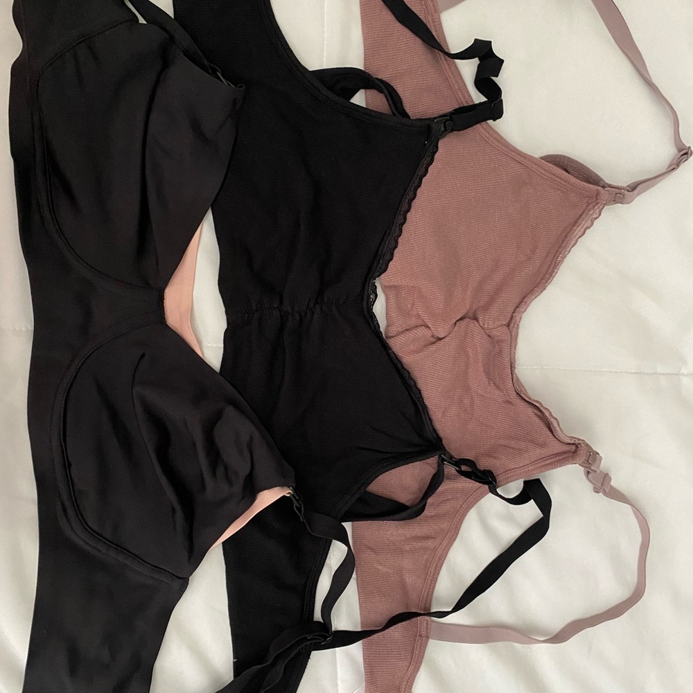 Chic Black and Pink Women's Nursing Bra Set